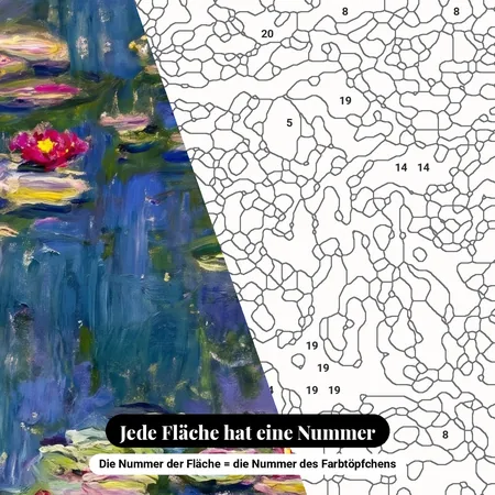 Malen nach Zahlen Seerosen von Monet – nummerierte Leinwand zum Malen