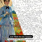 Malen nach Zahlen Mohnblumenfeld von Monet – Nahaufnahme der nummerierten Leinwand