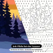 Malen nach Zahlen Wald: Tannenwald im Sonnenuntergang – Nahaufnahme der nummerierten Leinwand