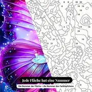 Malen nach Zahlen Schmetterling auf rosa Blume im Unterholz – Nahaufnahme der nummerierten Leinwand