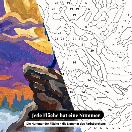 Malen nach Zahlen Wolf heult den Mond an – nummerierte Leinwand zum Malen