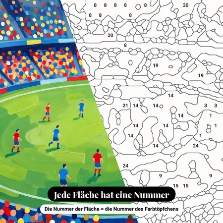 Malen nach Zahlen Fußballspiel im Stadion – nummerierte Leinwand zum Malen