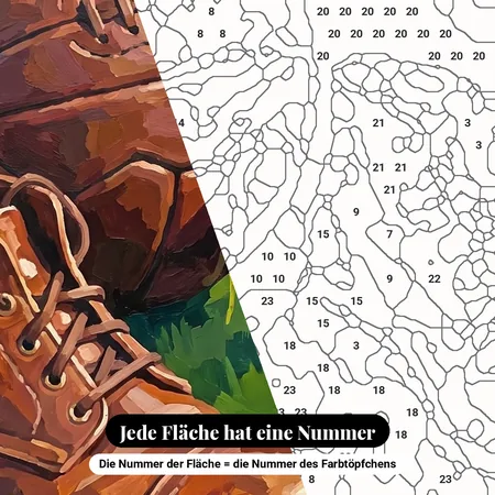 Malen nach Zahlen Vintage-Fußball und Lederschuhe – nummerierte Leinwand zum Malen