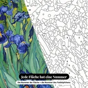 Malen nach Zahlen Die Schwertlilien von Van Gogh – Nahaufnahme der nummerierten Leinwand