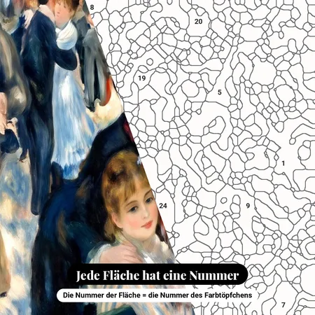 Malen nach Zahlen Bal du moulin de la Galette von Renoir – nummerierte Leinwand zum Malen