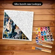 Malen nach Zahlen Bal du moulin de la Galette von Renoir – Set bereit zum Loslegen auf dem Tisch