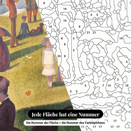 Malen nach Zahlen berühmte Gemälde: Sonntagnachmittag auf La Grande Jatte – nummerierte Leinwand zum Malen