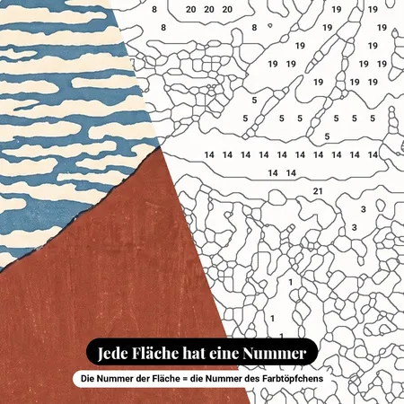 Malen nach Zahlen Der rote Fuji von Hokusai – nummerierte Leinwand zum Malen