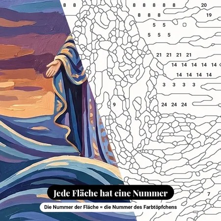 Malen nach Zahlen Jungfrau Maria auf dem Meer – nummerierte Leinwand zum Malen