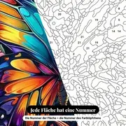 Malen nach Zahlen bunter Schmetterling auf dunklem Hintergrund – Nahaufnahme der nummerierten Leinwand