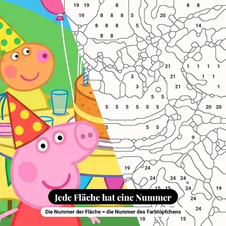 Malen nach Zahlen Peppa Wutz Geburtstagsfeier – nummerierte Leinwand zum Malen