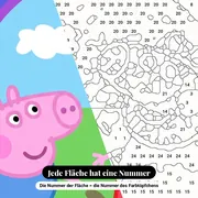 Malen nach Zahlen Peppa Wutz und Schorsch im Matsch unter einem Regenbogen – Nahaufnahme der nummerierten Leinwand