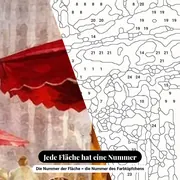 Malen nach Zahlen Paar auf der Terrasse eines Cafés – Nahaufnahme der nummerierten Leinwand