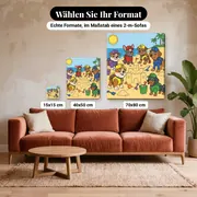 Malen nach Zahlen Rubble und sein Team Sandburg – verfügbare Formate im Größenvergleich zu einem Sofa