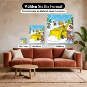 Malen nach Zahlen Rubble und sein Team im Schnee mit Bulldozer – verfügbare Formate im Größenvergleich zu einem Sofa