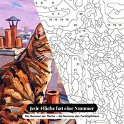 Malen nach Zahlen Tigerkatze auf den Dächern von Paris – Nahaufnahme der nummerierten Leinwand