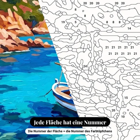 Malen nach Zahlen türkisfarbene Bucht auf Korsika – nummerierte Leinwand zum Malen