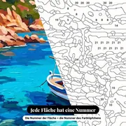 Malen nach Zahlen türkisfarbene Bucht auf Korsika – Nahaufnahme der nummerierten Leinwand