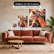 Malen nach Zahlen Frau und asiatischer Manga-Drache – verfügbare Formate im Größenvergleich zu einem Sofa