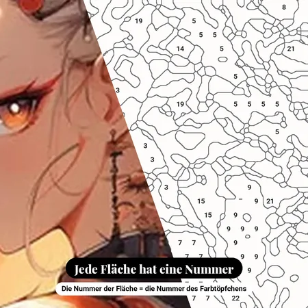 Malen nach Zahlen Frau und asiatischer Manga-Drache – nummerierte Leinwand zum Malen