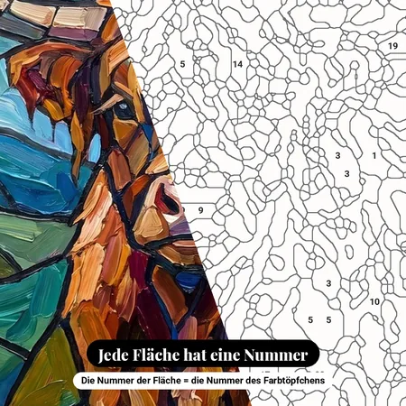 Malen nach Zahlen Highland-Kuh im Glasfenster-Stil – nummerierte Leinwand zum Malen
