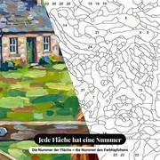 Malen nach Zahlen Highland-Kuh hinter einem Zaun – Nahaufnahme der nummerierten Leinwand
