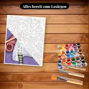 Malen nach Zahlen Gorjuss Ballerina mit rosa Haaren – Set bereit zum Loslegen auf dem Tisch