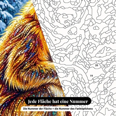 Malen nach Zahlen Affe: Goldstumpfnase mit blauem Gesicht im Schnee – nummerierte Leinwand zum Malen