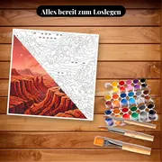 Malen nach Zahlen Weltraum-Rover auf einer Marslandschaft – Set bereit zum Loslegen auf dem Tisch