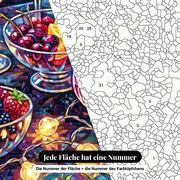 Malen nach Zahlen Cocktailtisch mit Gläsern und Früchten – Nahaufnahme der nummerierten Leinwand