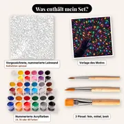Malen nach Zahlen Hand und Lichterkette – Set-Inhalt: vorgezeichnete Leinwand, Farben, Pinsel