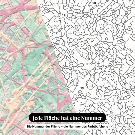 Malen nach Zahlen ineinander verlaufende Pastell-Farbspritzer – nummerierte Leinwand zum Malen