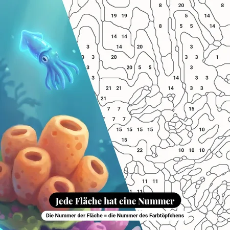 Malen nach Zahlen Korallenriff und tropische Fische – nummerierte Leinwand zum Malen