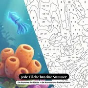 Malen nach Zahlen Korallenriff und tropische Fische – Nahaufnahme der nummerierten Leinwand