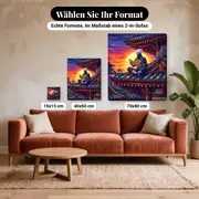 Malen nach Zahlen maskierter Ninja liest auf einem Dach – verfügbare Formate im Größenvergleich zu einem Sofa