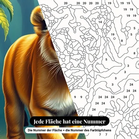 Malen nach Zahlen Löwenjunges, Warzenschwein und Erdmännchen im Dschungel – nummerierte Leinwand zum Malen