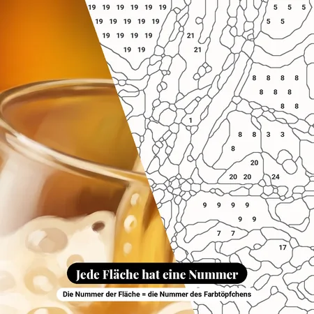 Malen nach Zahlen Getränke: Bier wird ins Glas gezapft – nummerierte Leinwand zum Malen