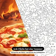 Malen nach Zahlen Essen: Pizza aus dem Holzofen – Nahaufnahme der nummerierten Leinwand