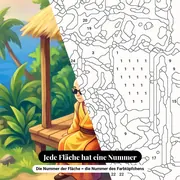 Anime Malen nach Zahlen: Dragon Ball Meister Roshi auf seiner Insel – Nahaufnahme der nummerierten Leinwand