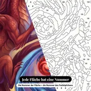 Malen nach Zahlen zwei Drachen im Yin-Yang-Kreis – Nahaufnahme der nummerierten Leinwand