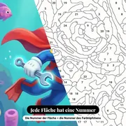 Malen nach Zahlen Klempner-Held unter Wasser – Nahaufnahme der nummerierten Leinwand