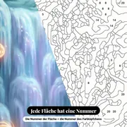 Malen nach Zahlen Winterwald und gefrorener Wasserfall – Nahaufnahme der nummerierten Leinwand