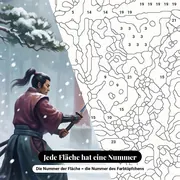 Malen nach Zahlen Samurai-Duell im Schnee – Nahaufnahme der nummerierten Leinwand