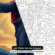 Malen nach Zahlen Jesus Christus mit ausgebreiteten Armen – Nahaufnahme der nummerierten Leinwand