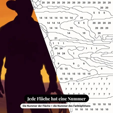Malen nach Zahlen einsamer Cowboy mit Lasso – nummerierte Leinwand zum Malen
