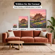 Malen nach Zahlen Stegosaurus in einem blühenden Tal – verfügbare Formate im Größenvergleich zu einem Sofa