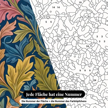 Malen nach Zahlen Geißblatt Blumenmuster in Pastell – nummerierte Leinwand zum Malen