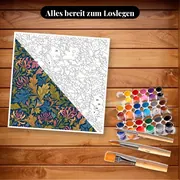 Malen nach Zahlen Geißblatt Blumenmuster in Pastell – Set bereit zum Loslegen auf dem Tisch