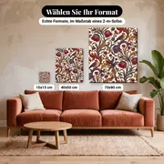 Malen nach Zahlen Blumenmuster von William Morris Schachblumen – verfügbare Formate im Größenvergleich zu einem Sofa