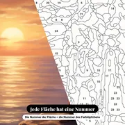 Malen nach Zahlen Wikingerpaar auf einer Klippe bei Sonnenaufgang – Nahaufnahme der nummerierten Leinwand
